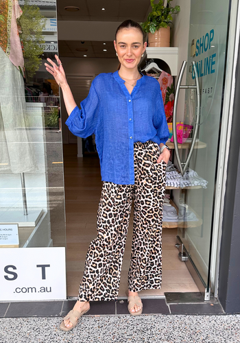 CANDICE COTTON RELAXED PANTS - LEOPARD PRINT