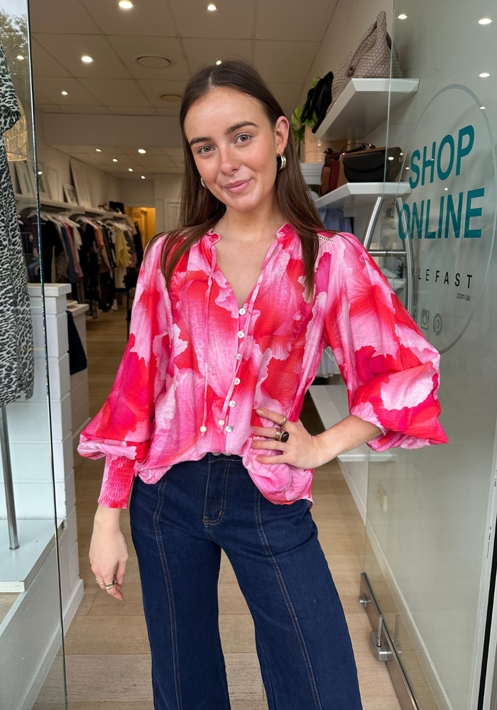 OLIVIA BLOUSE - PINK PRINT