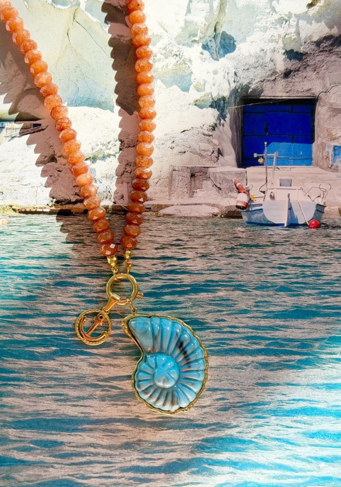 MOSK MELBOURNE AMMONITE TREASURE NECKLACE - CHOCOLATE