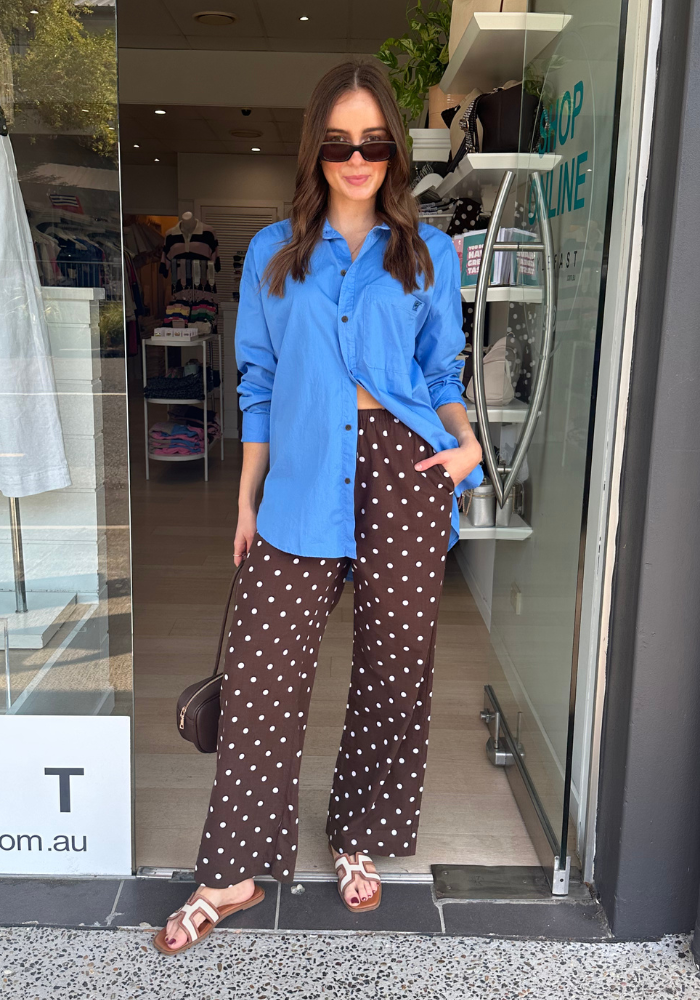 CERES LIFE RESORT PANT - CHOC POLKA DOT