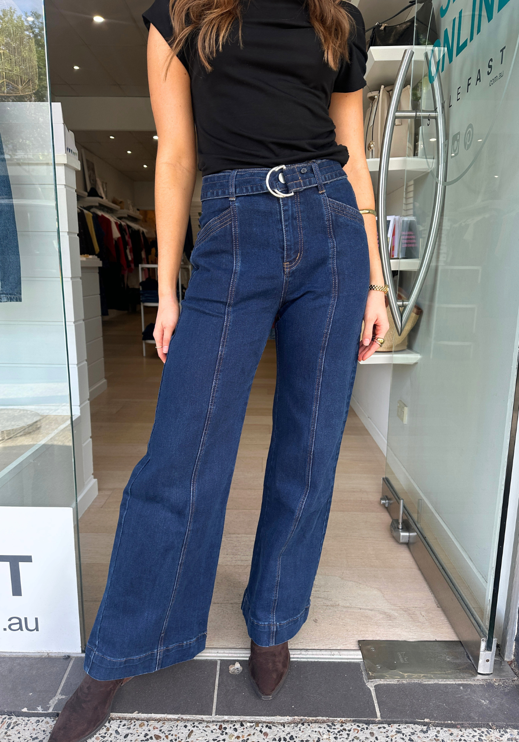 TYLER HIGH WAISTED WIDE LEG JEAN - DARK INDIGO