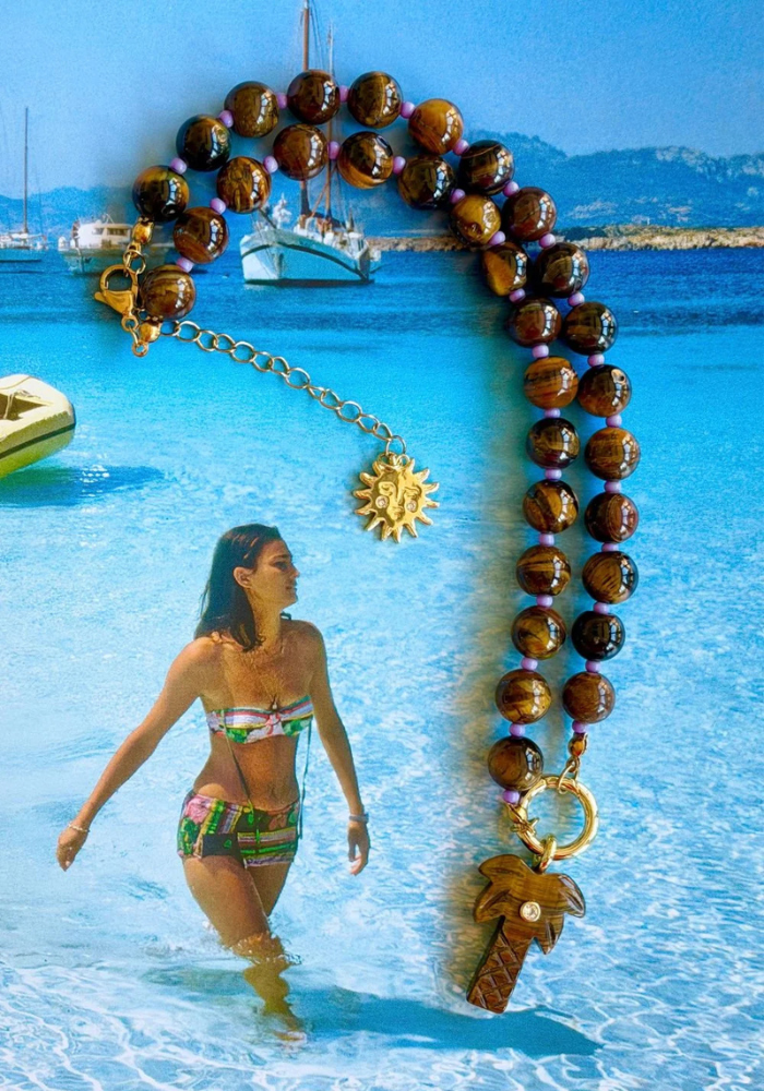 MOSK MELBOURNE PALMA OCCHIO NECKLACE - CHOCOLATE