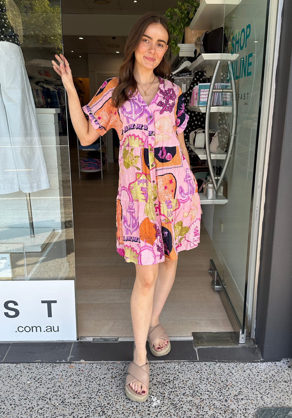 LULALIFE MELROSE MINI DRESS - MULTI ORCHID PRINT