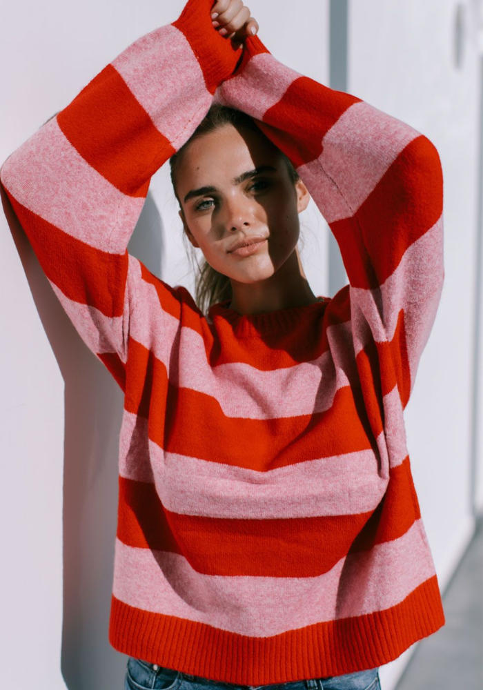 SAMMY STRIPE KNIT - PINK & RED