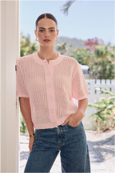 FEATHER + NOISE ELSIE CROCHET TOP - PINK