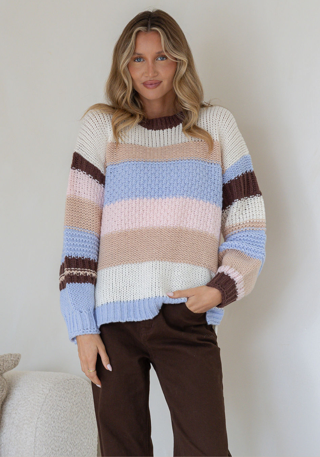 ELODIE KNIT - BLUE/CHOC KNIT