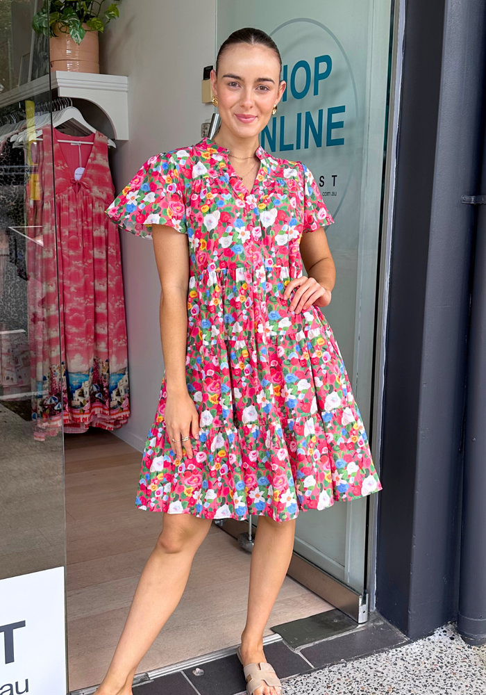 Load image into Gallery viewer, GINA TIERED COTTON DRESS - FLORAL PRINT