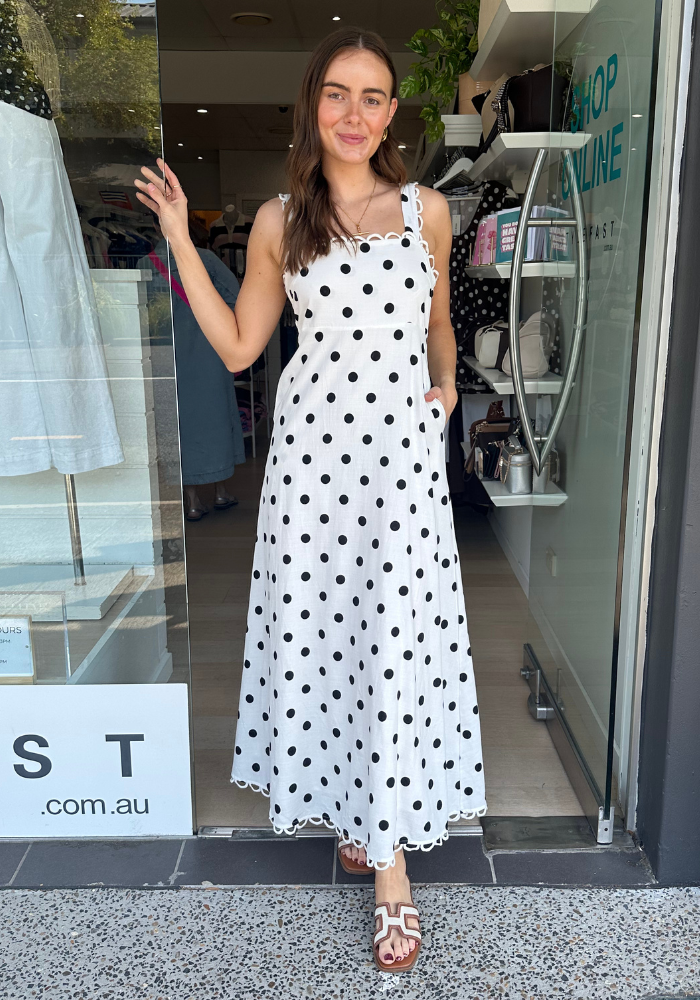 SCOUT MAXI DRESS - BLACK & WHITE SPOT