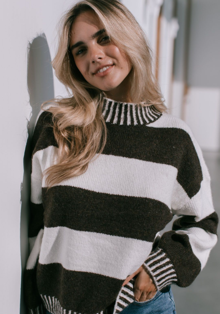 TILLY OVERSIZED KNIT - CHOCOLATE STRIPE