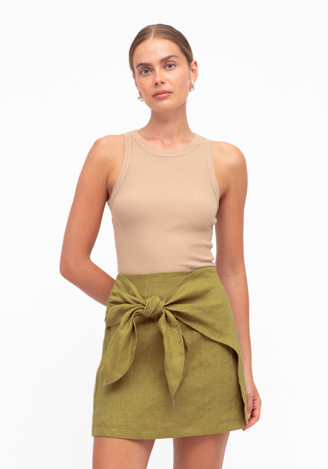 TIANA TIE MINI SKIRT - OLIVE