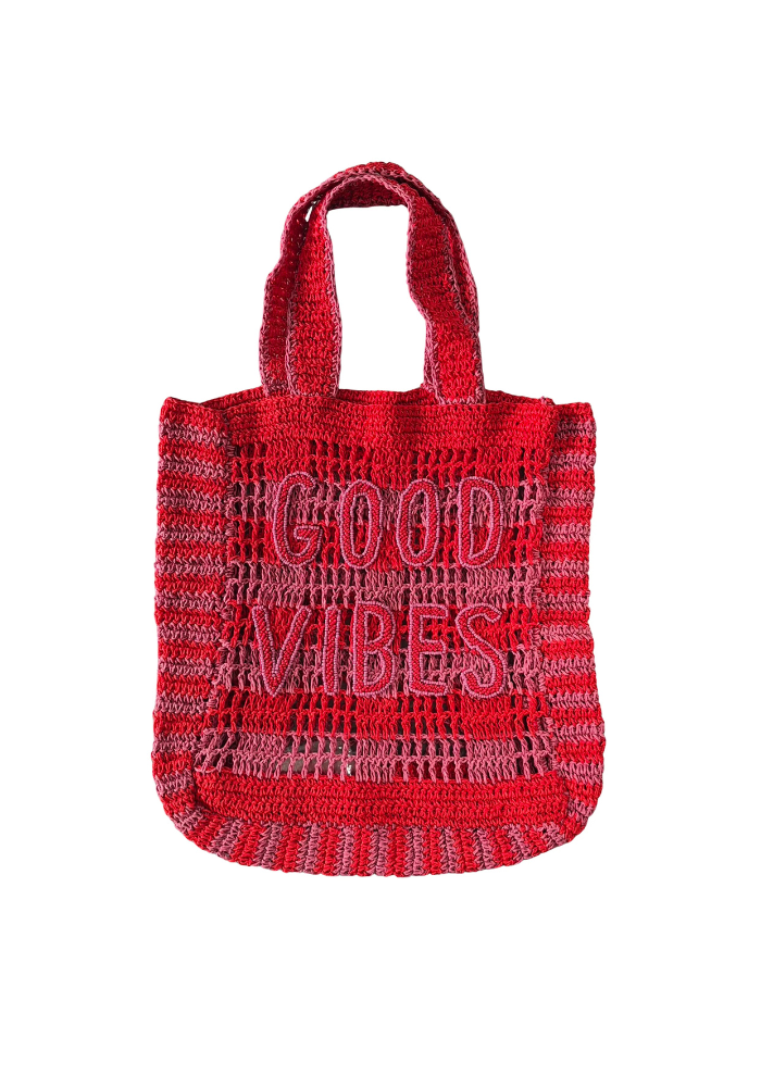 ZODA RAFFIA TOTE - GOOD VIBES