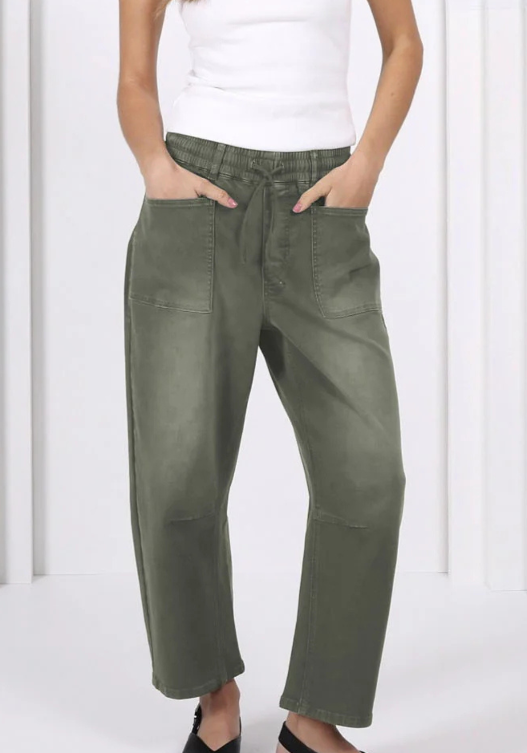 LEO DENIM BARREL JEANS - KHAKI