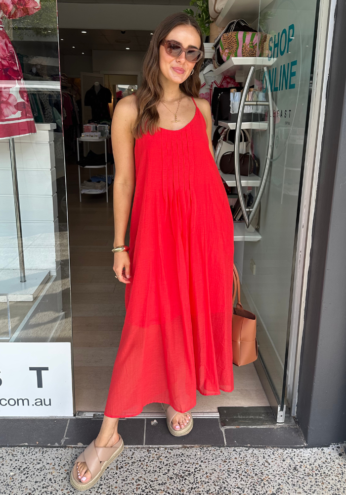LARA SHIFT MAXI DRESS - RED
