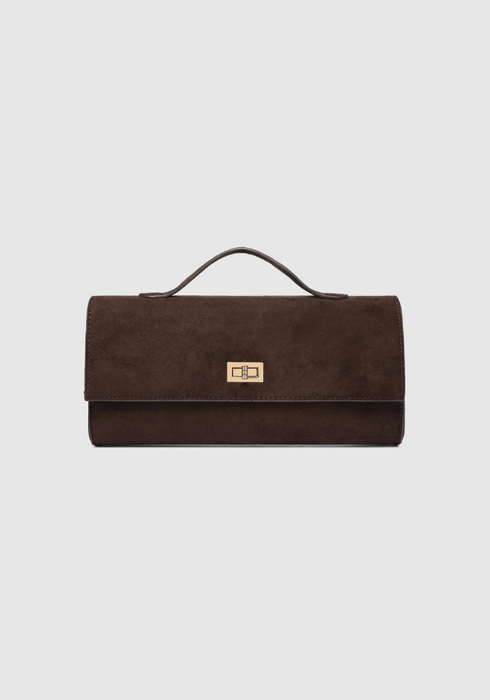 LOUENHIDE DELANEY SUEDETTE CLUTCH - CHOCOLATE