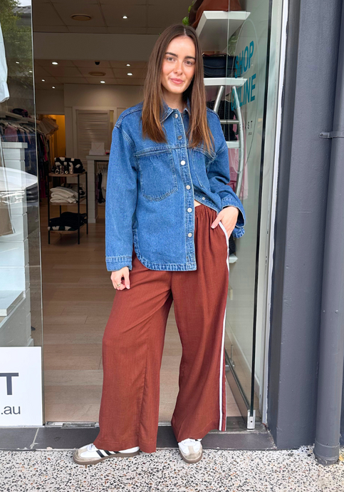 CODI RELAXED LINEN PANTS - CHOCOLATE