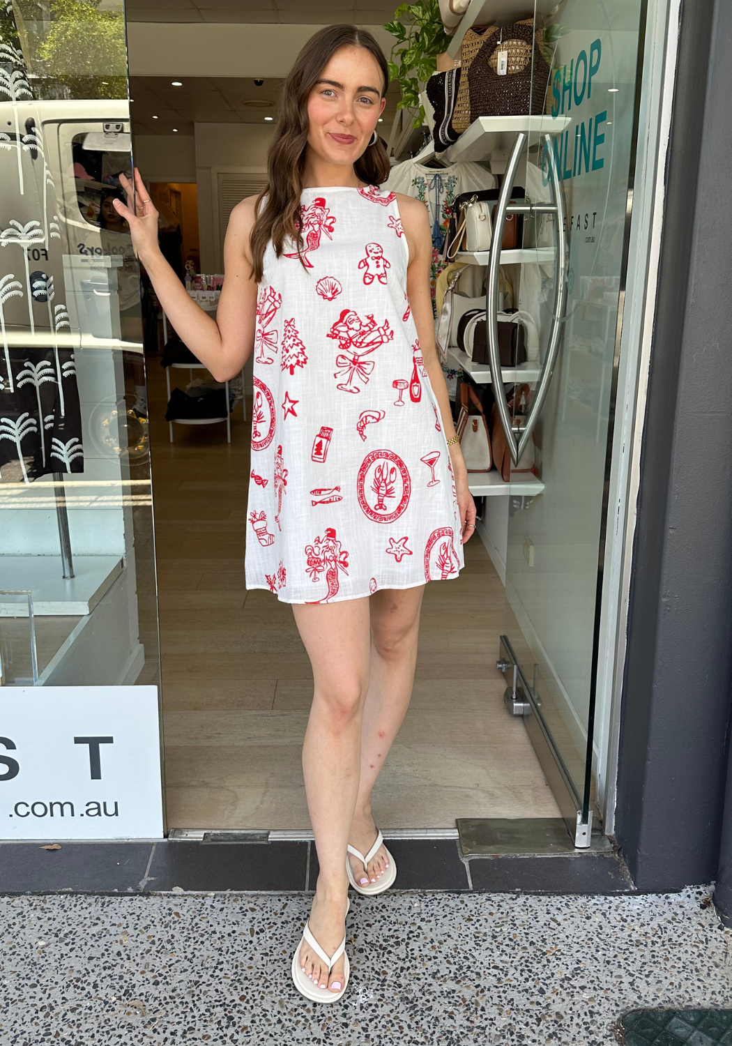 BY FRANKIE ZANA SHIFT DRESS - WHITE PRINT