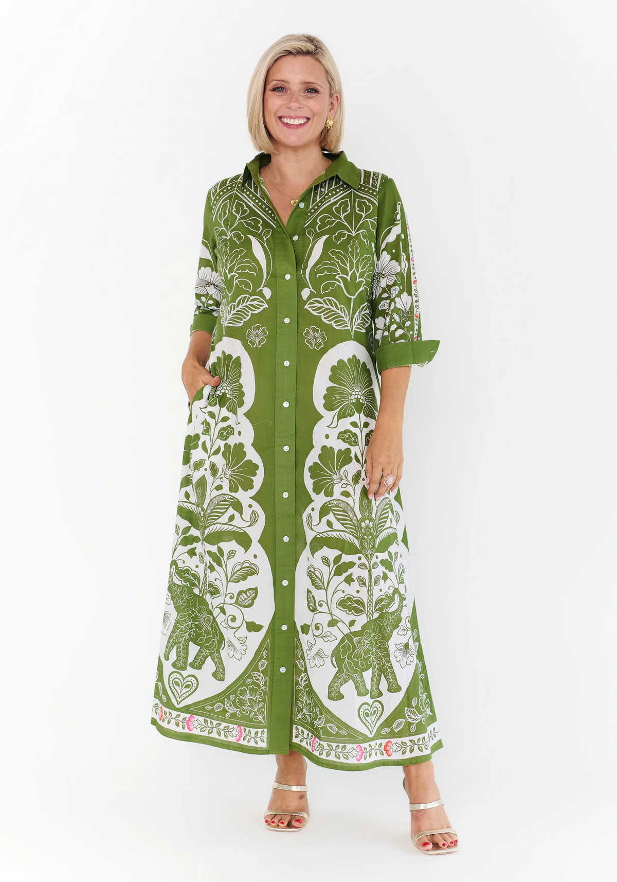 LOTUS MIDI DRESS - OLIVE