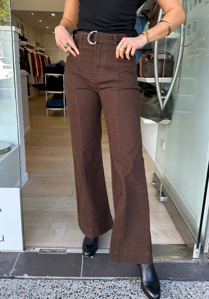 TYLER HIGH WAISTED WIDE LEG JEAN - CHOCOLATE