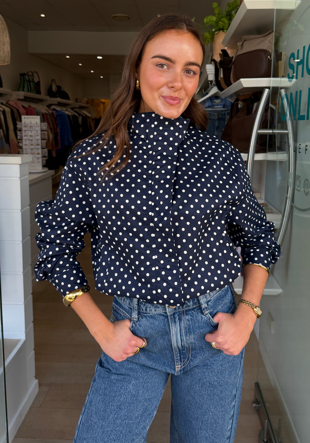 HOLLY WINDBREAKER JACKET - NAVY SPOT
