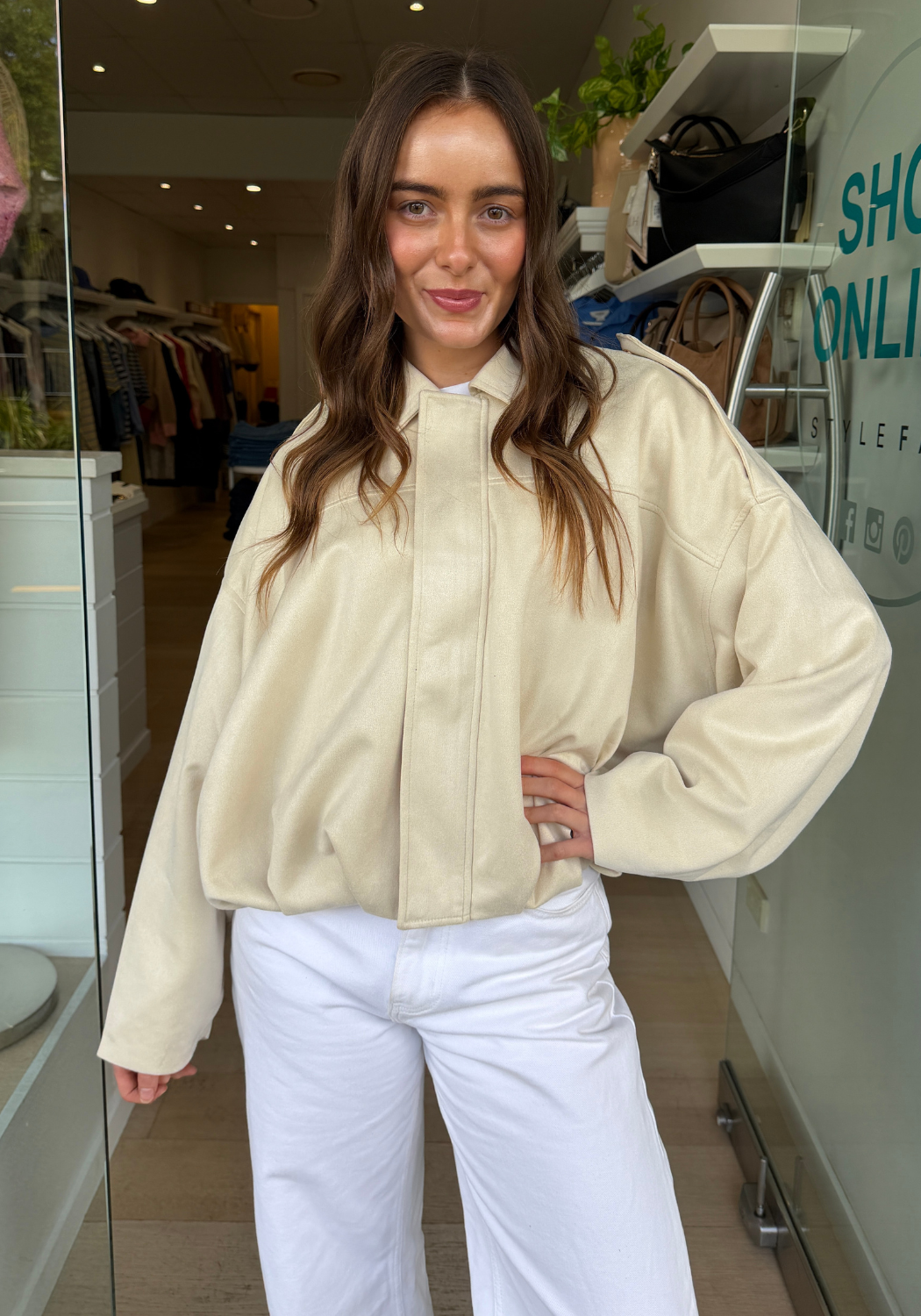 STEVIE SUEDE BOMBER - CREAM