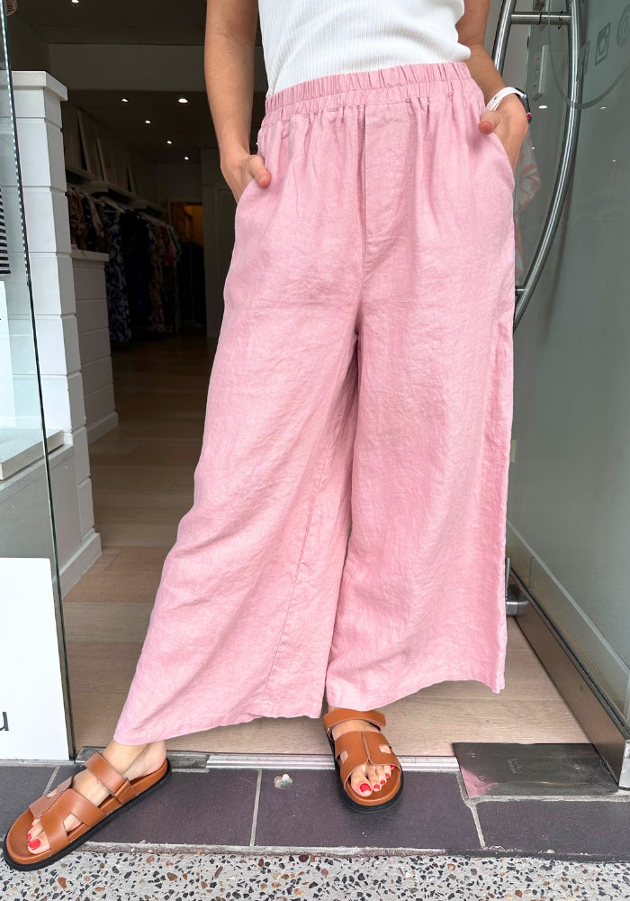 Load image into Gallery viewer, TINASHE WIDE LEG LINEN PANTS - PINK