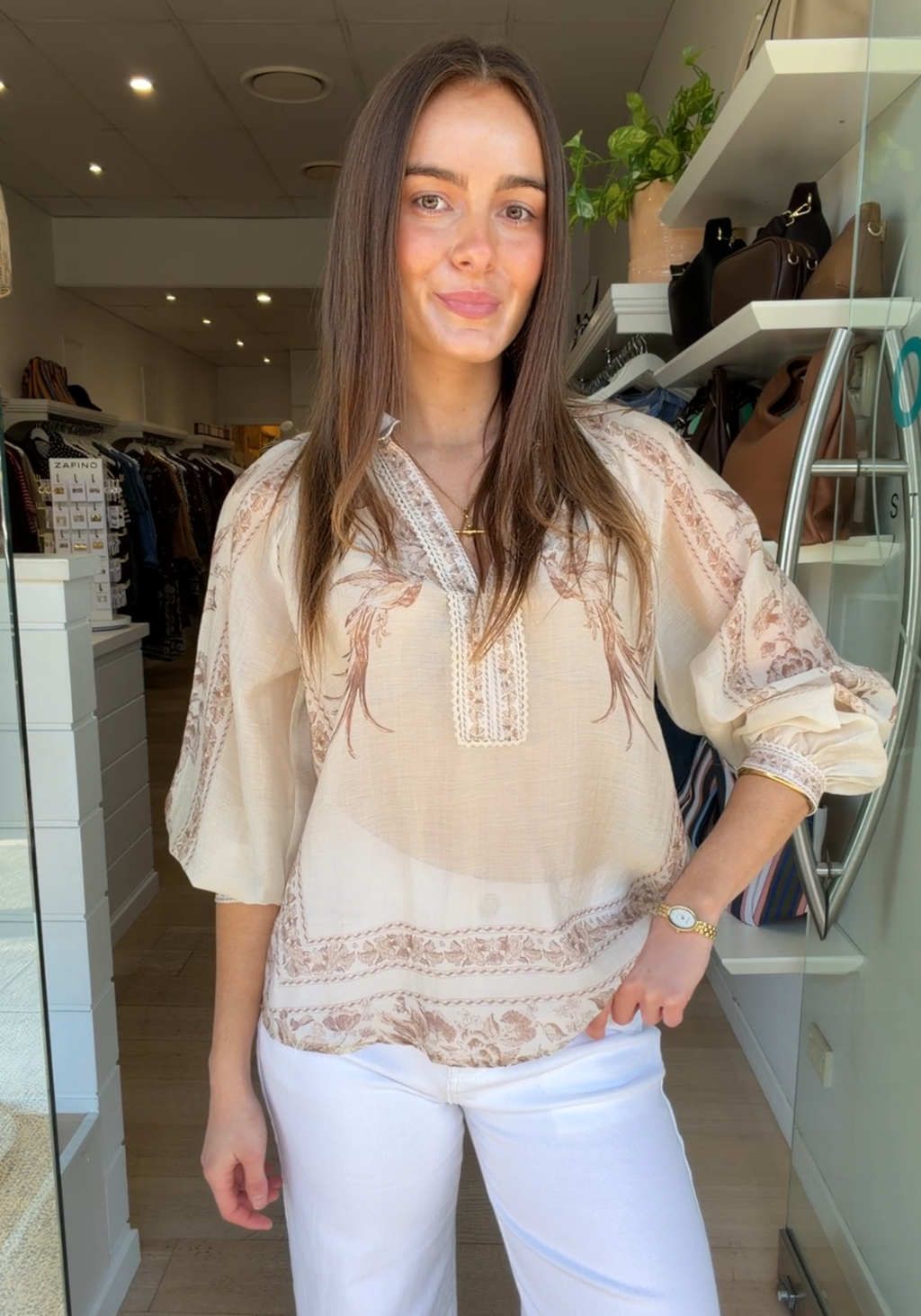 FREYA BLOUSE - NEUTRAL PRINT