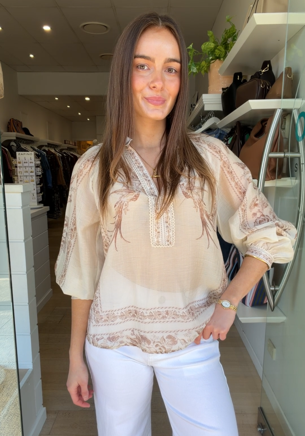 FREYA BLOUSE - NEUTRAL PRINT