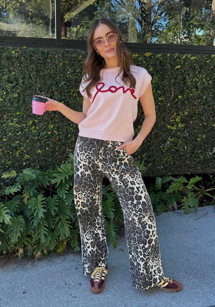 Load image into Gallery viewer, HATTIE DARK LEOPARD RACER JEANS - RED HEART STRIPE