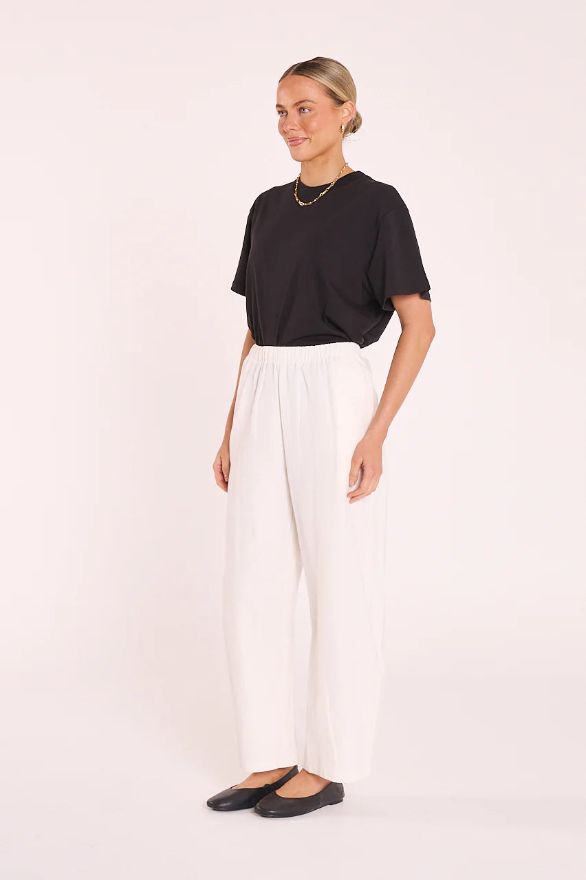 FEATHER + NOISE ELEANOR BARREL PANT - WHITE