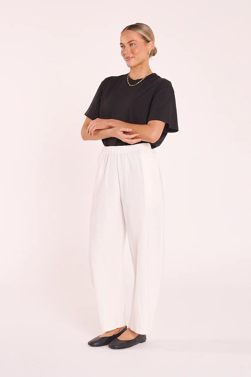 FEATHER + NOISE ELEANOR BARREL PANT - WHITE