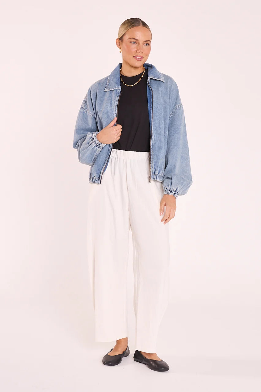 FEATHER + NOISE ELEANOR BARREL PANT - WHITE