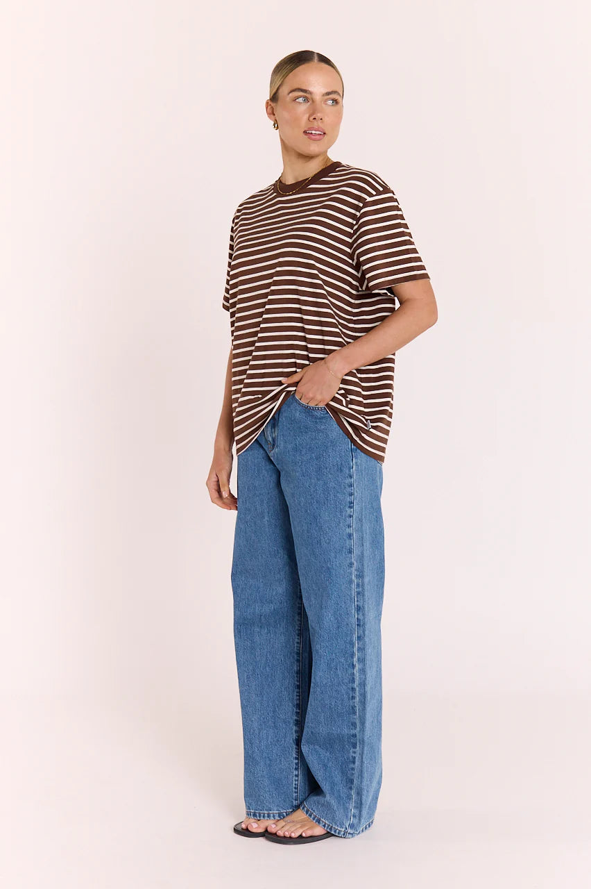 FEATHER + NOISE CARTER TEE - CHOCOLATE WHITE