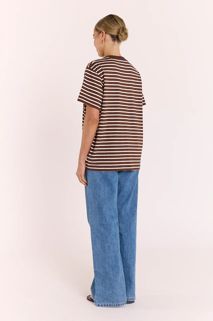 FEATHER + NOISE CARTER TEE - CHOCOLATE WHITE