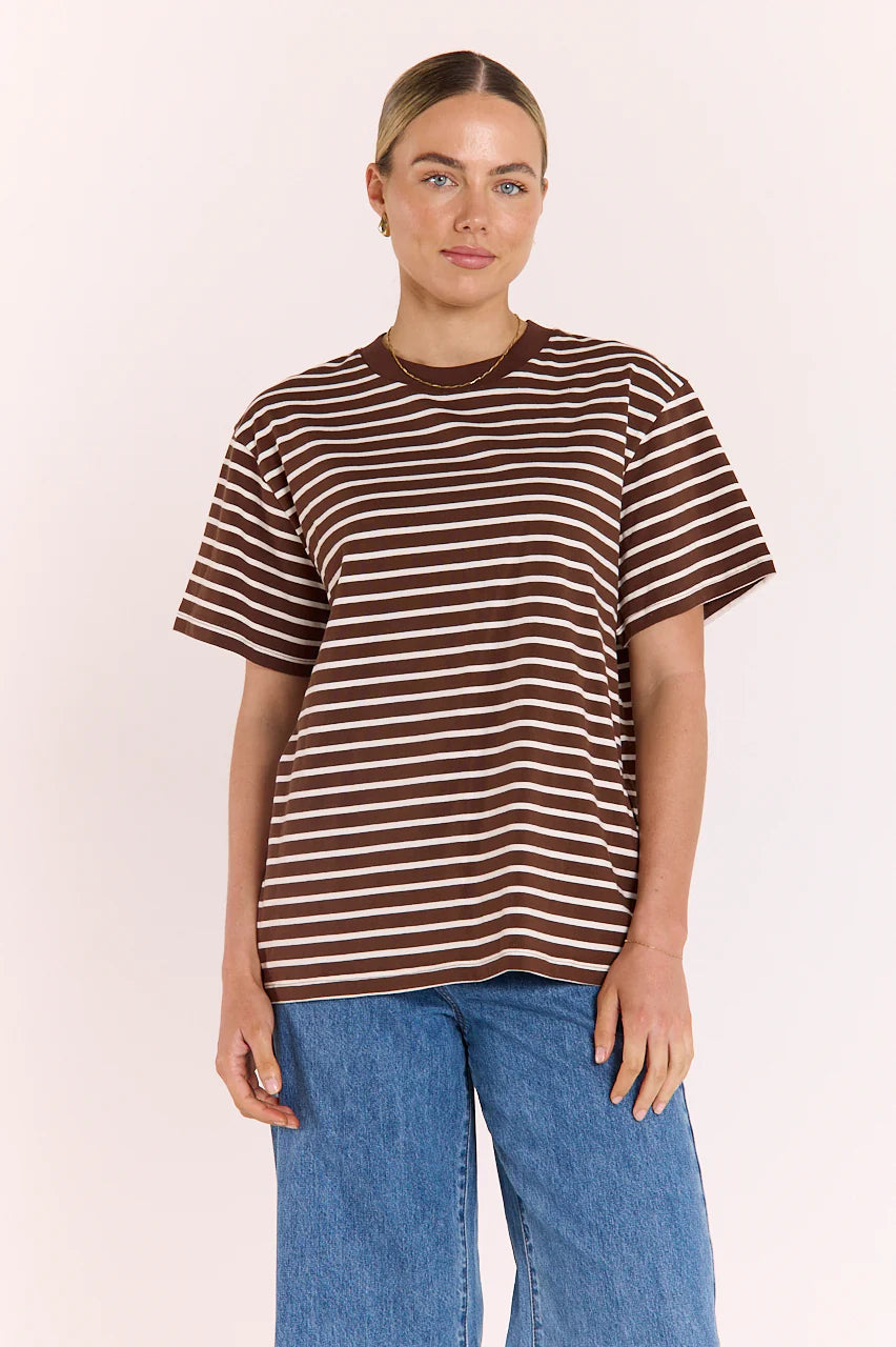 FEATHER + NOISE CARTER TEE - CHOCOLATE WHITE