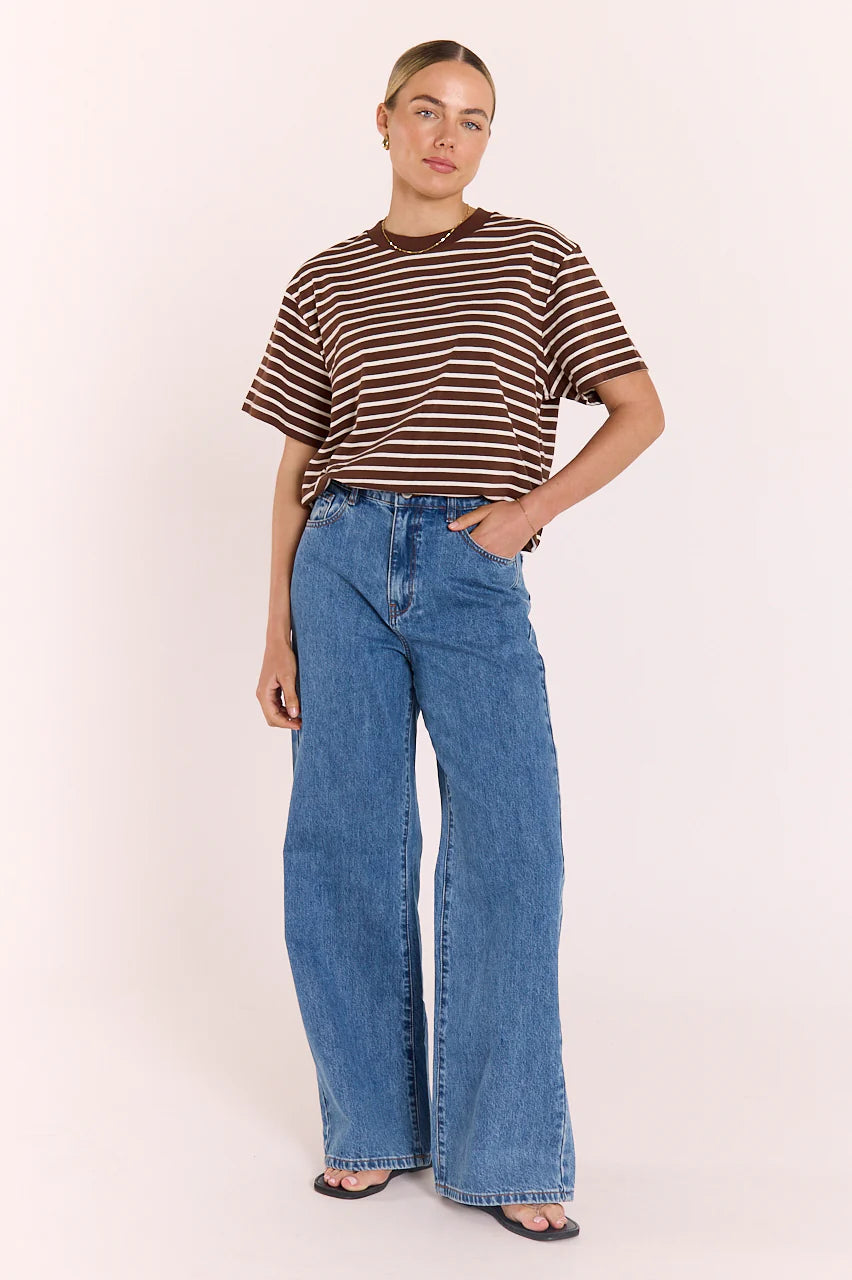 FEATHER + NOISE CARTER TEE - CHOCOLATE WHITE