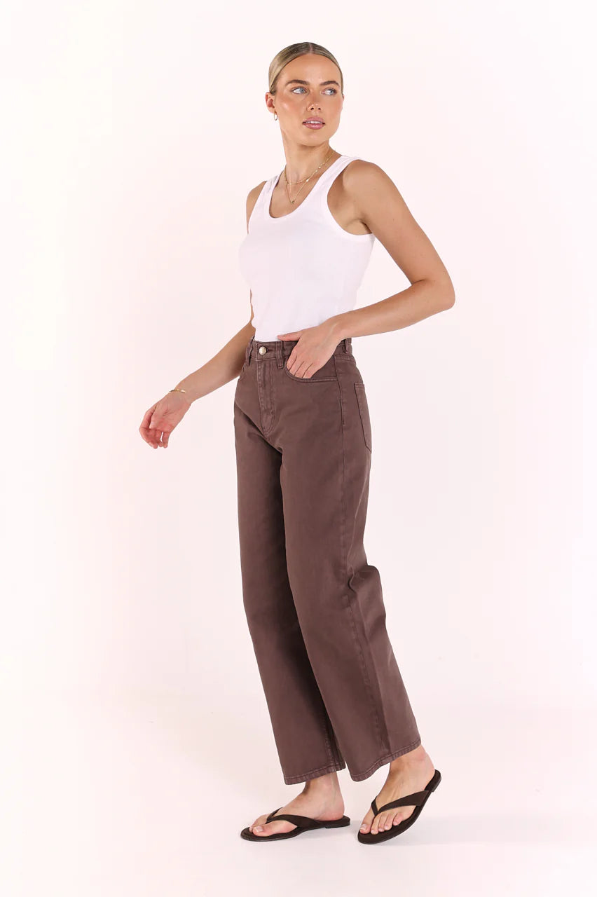 FEATHER + NOISE LOLA FULL LENGTH BARREL JEAN - CHOCOLATE