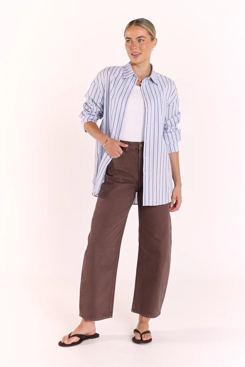FEATHER + NOISE LOLA FULL LENGTH BARREL JEAN - CHOCOLATE