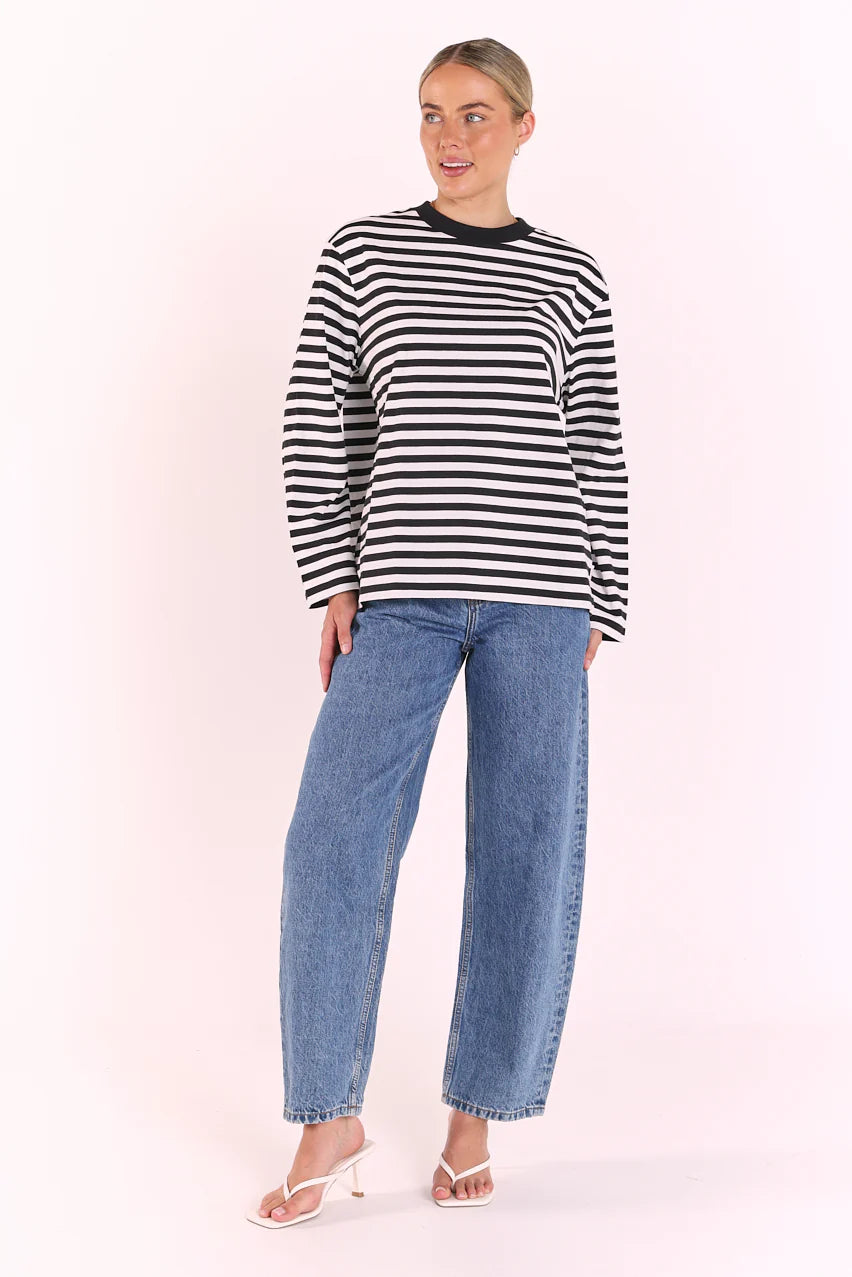FEATHER + NOISE CARTER LONG SLEEVE TEE - BLACK/WHITE