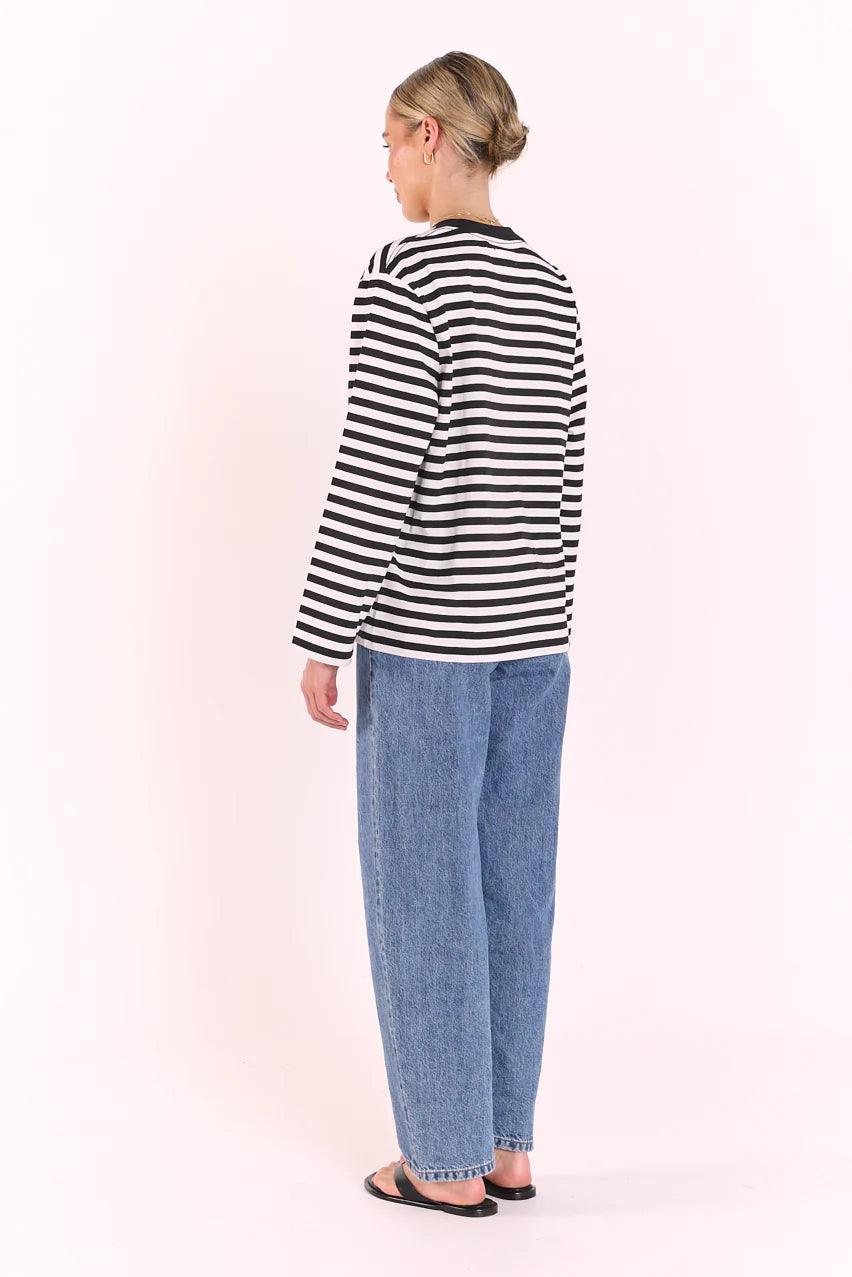 FEATHER + NOISE CARTER LONG SLEEVE TEE - BLACK/WHITE