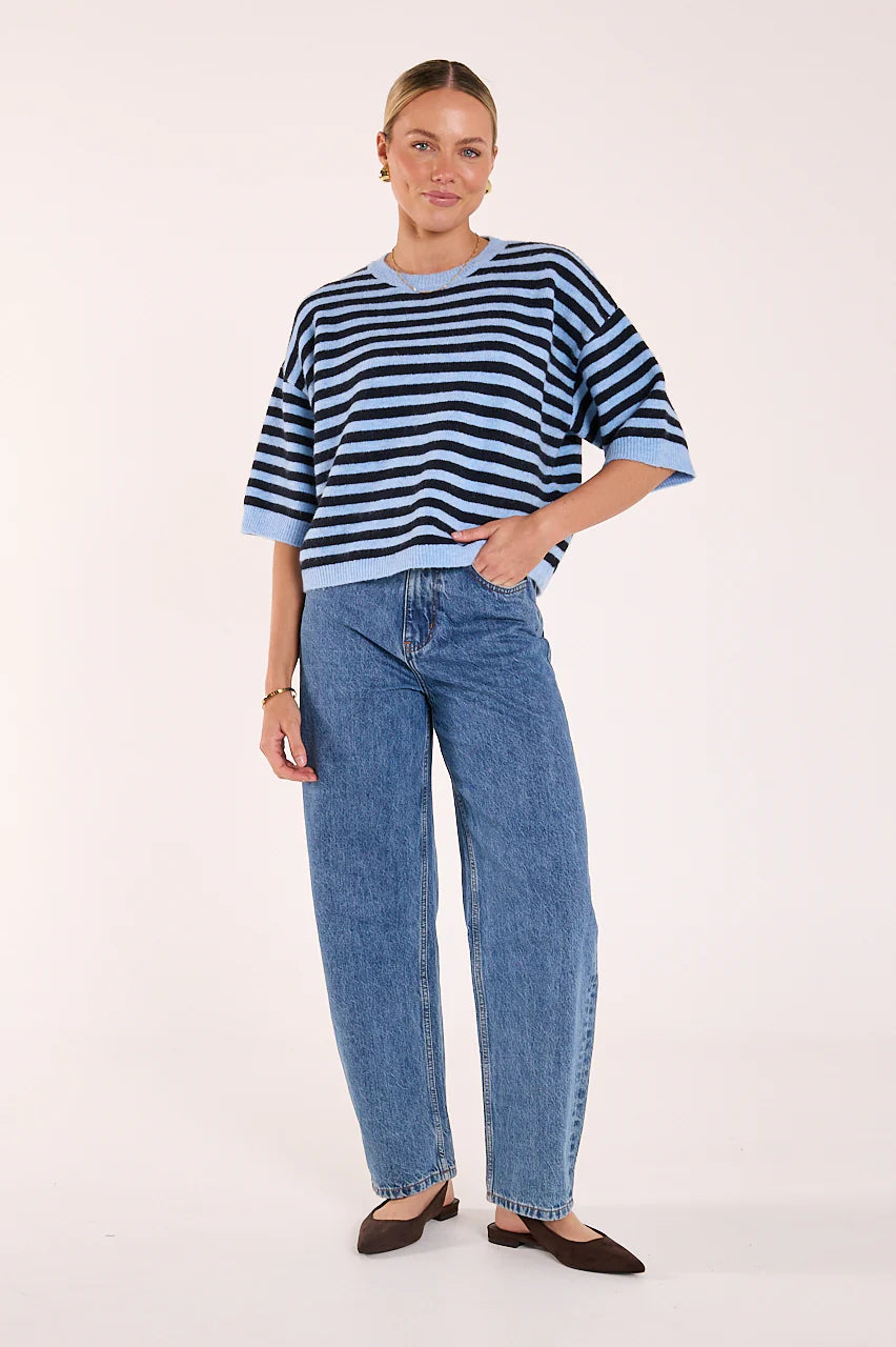 FEATHER + NOISE MAISIE KNIT - BLUE/NAVY STRIPE
