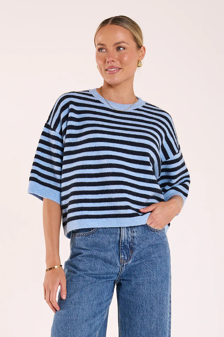 FEATHER + NOISE MAISIE KNIT - BLUE/NAVY STRIPE