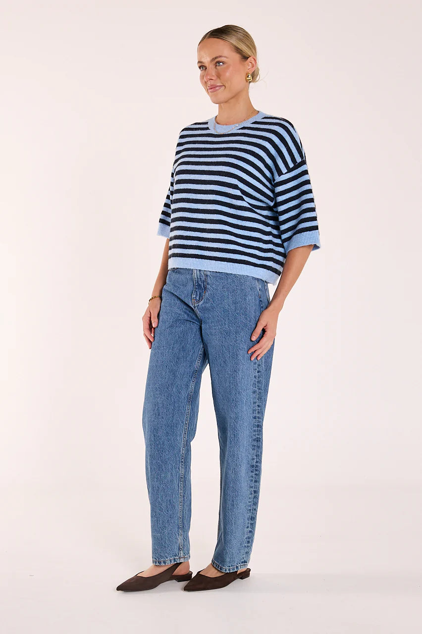 FEATHER + NOISE MAISIE KNIT - BLUE/NAVY STRIPE