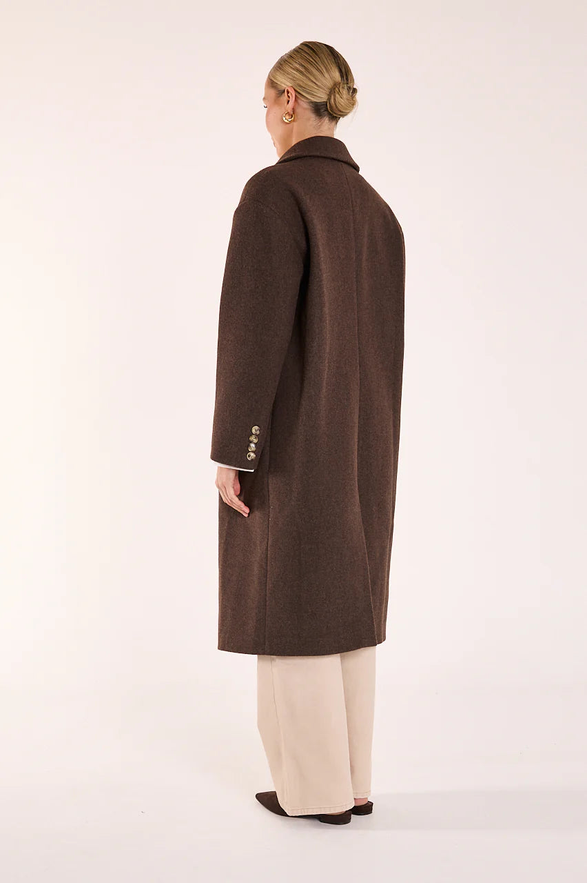 FEATHER + NOISE MARLOW COAT - CHOCOLATE