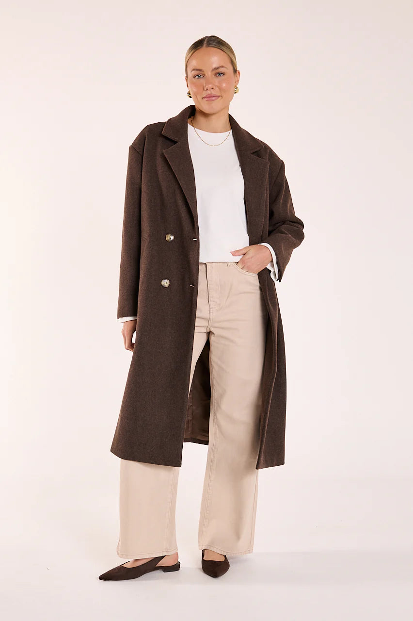 FEATHER + NOISE MARLOW COAT - CHOCOLATE