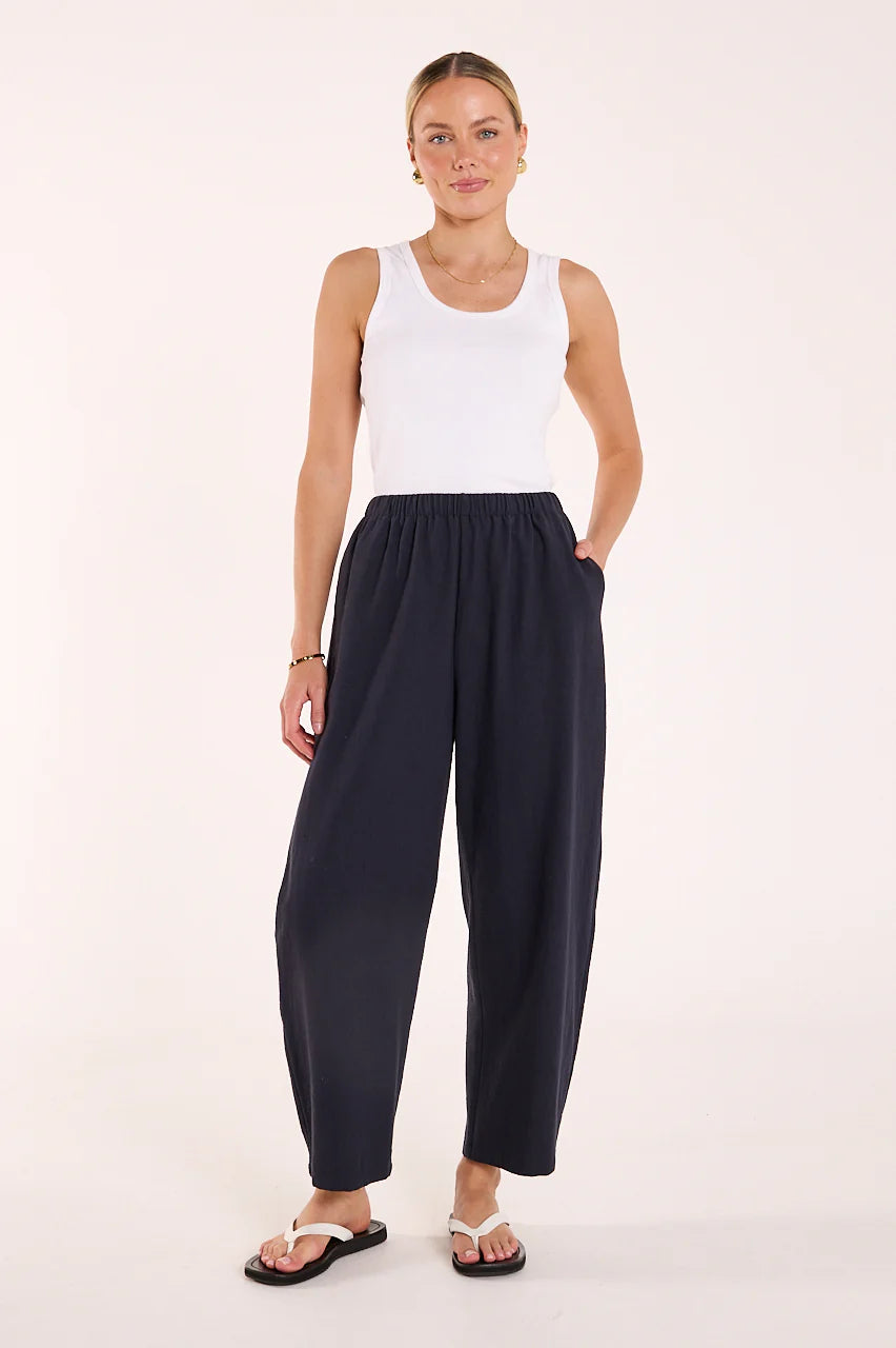 FEATHER + NOISE ELENOR BARREL PANT - NAVY