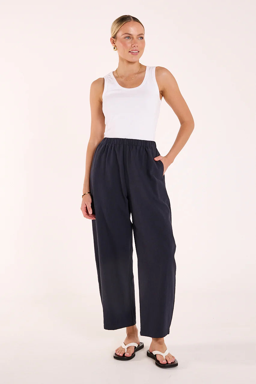 FEATHER + NOISE ELENOR BARREL PANT - NAVY