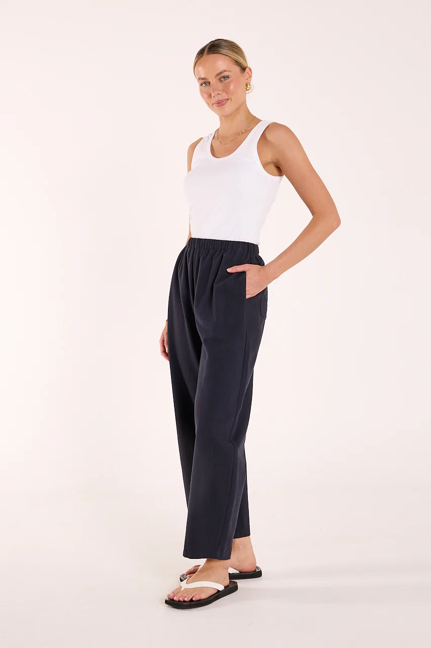 FEATHER + NOISE ELENOR BARREL PANT - NAVY