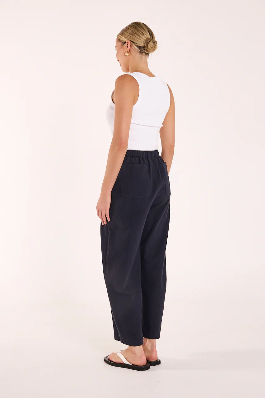 FEATHER + NOISE ELENOR BARREL PANT - NAVY