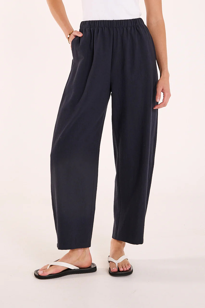 FEATHER + NOISE ELENOR BARREL PANT - NAVY