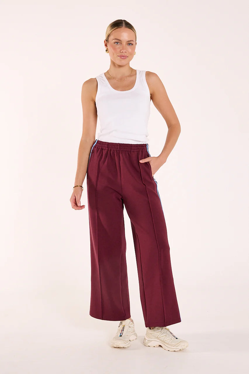 FEATHER + NOISE NOAH CROPPED PANT - PLUM BLUE STRIPE